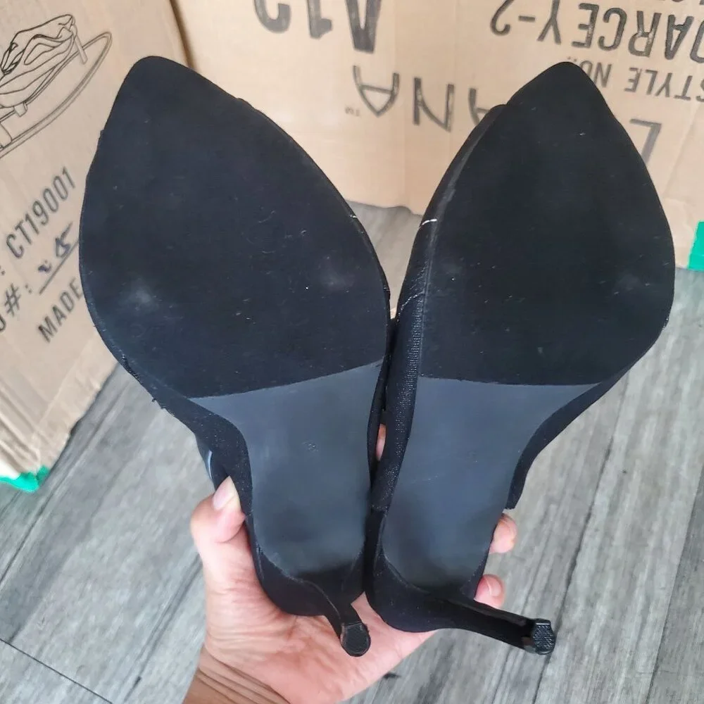 Liliana womens ankle booties Black Studded Peep Toe zipper closure high Sz 7.5 - Picture 11 of 13